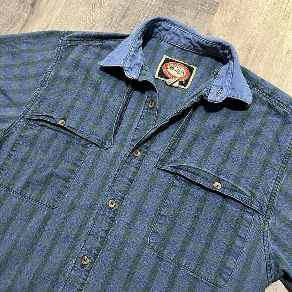 The Australian Outback Collection Denim Collar Striped Western USA Button Shirt - Picture 3 of 5